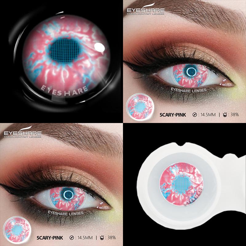 1pair Halloween Color Contact Lenses Cosplay Contact Lenses Anime Red Eye Lenses Blue Makeup Contact Lens Yellow Lenses