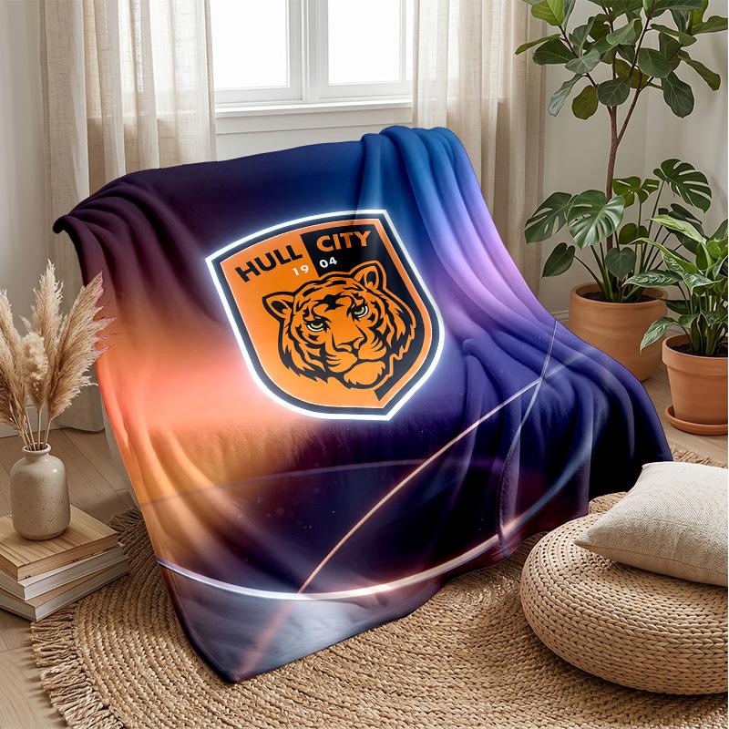 Coperta in Flanella con Stampa Hull City Football, Morbida Calda Leggera Coperta Plaid per Divano Letto Campeggio