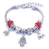 Pulseira em Forma de Coração Liga Design de Elefante Furo Grande Contas de Vidro Transparentes Joia Presente para Mulheres