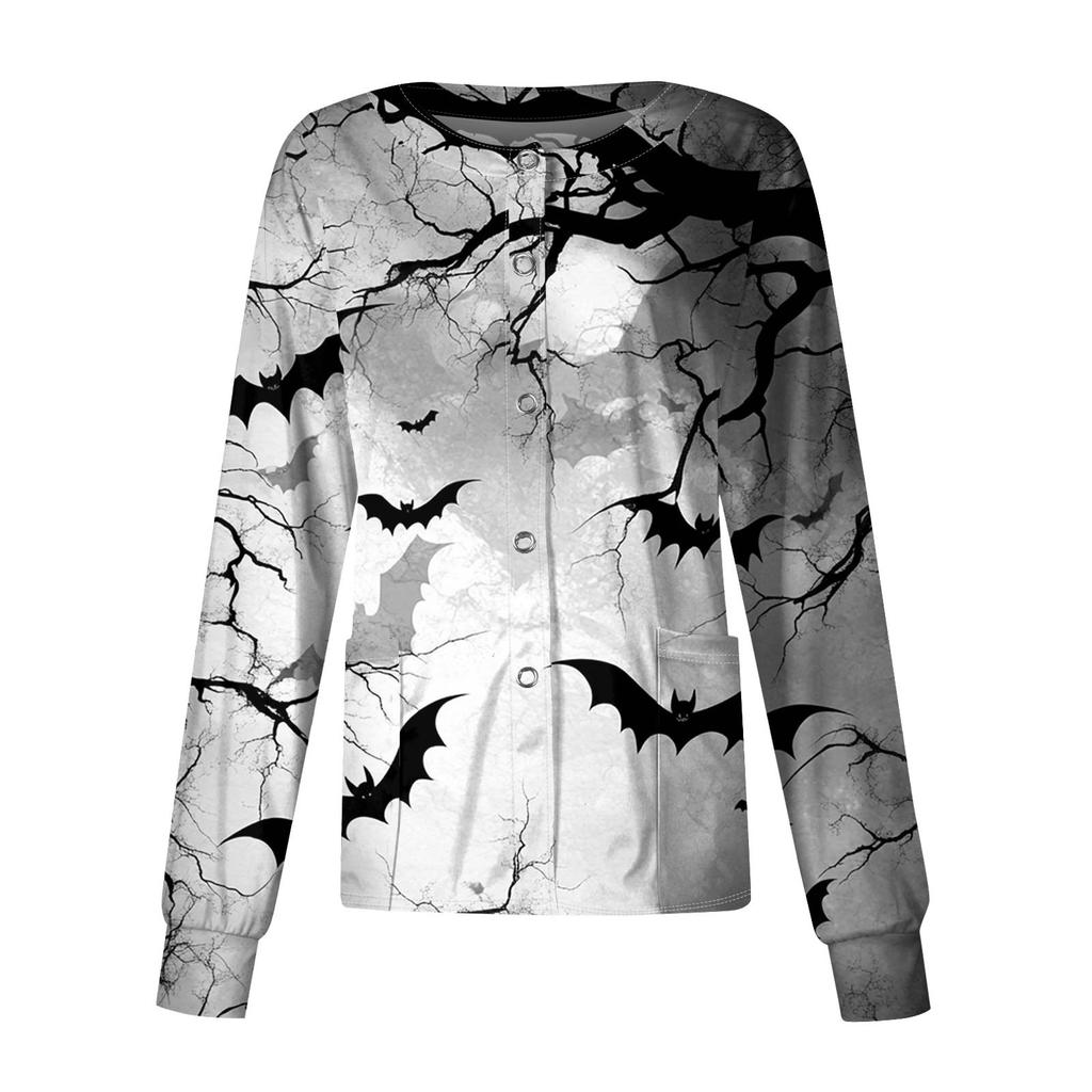 Dámské ležérní oblečení s dlouhým rukávem, jednořadové halloweenské oblečení s potiskem Cardigan Top oblečení Uniformy