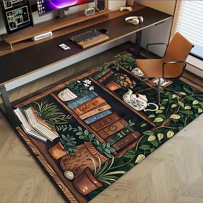 1PC Botanical Illustration Extra Large Non Slip Floor Carpet, Office, Family, Bedroom, Studio   Large Area Rug Indoor Rugs, Vibrant Colors