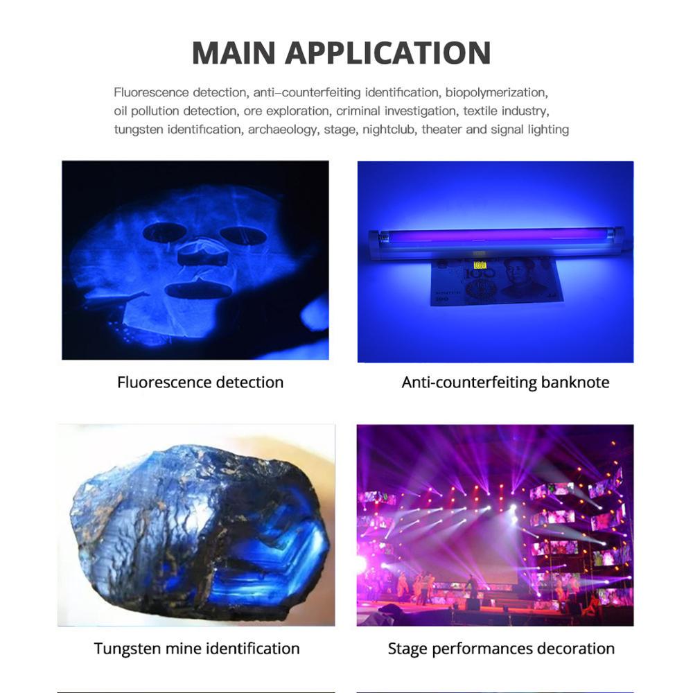 110V 220V UV Black Light UV T8 Tube 6W 8W Ultraviolet Lamp 365nm UVA Nail Dry Lamp Money Detector Violet Stage Decor Blacklight