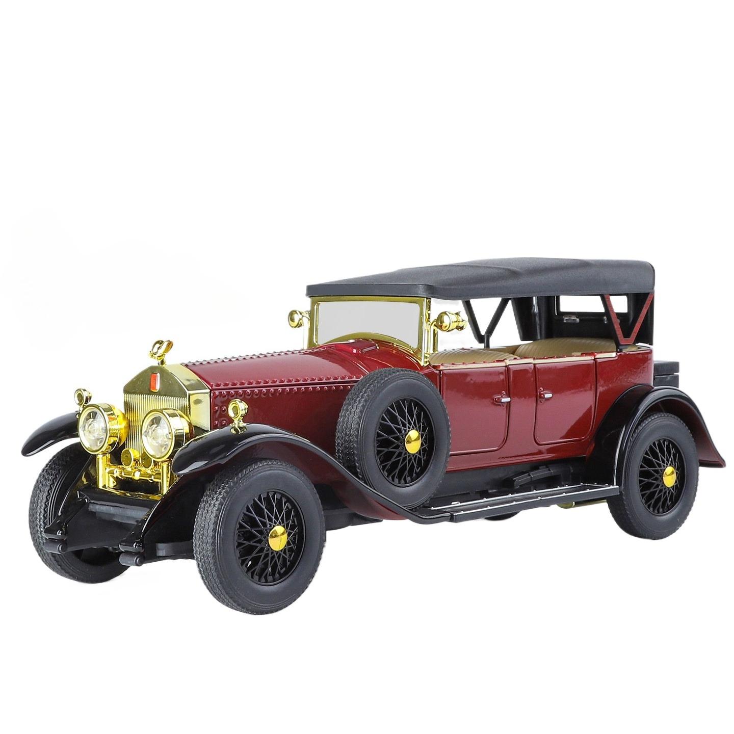 

1/24 Rolls-Royce Phantom I Alloy Retro Luxy Car Model Diecast Metal Classic Old Vehicles Car Model Sound and Light Kids Toy Gift червоний