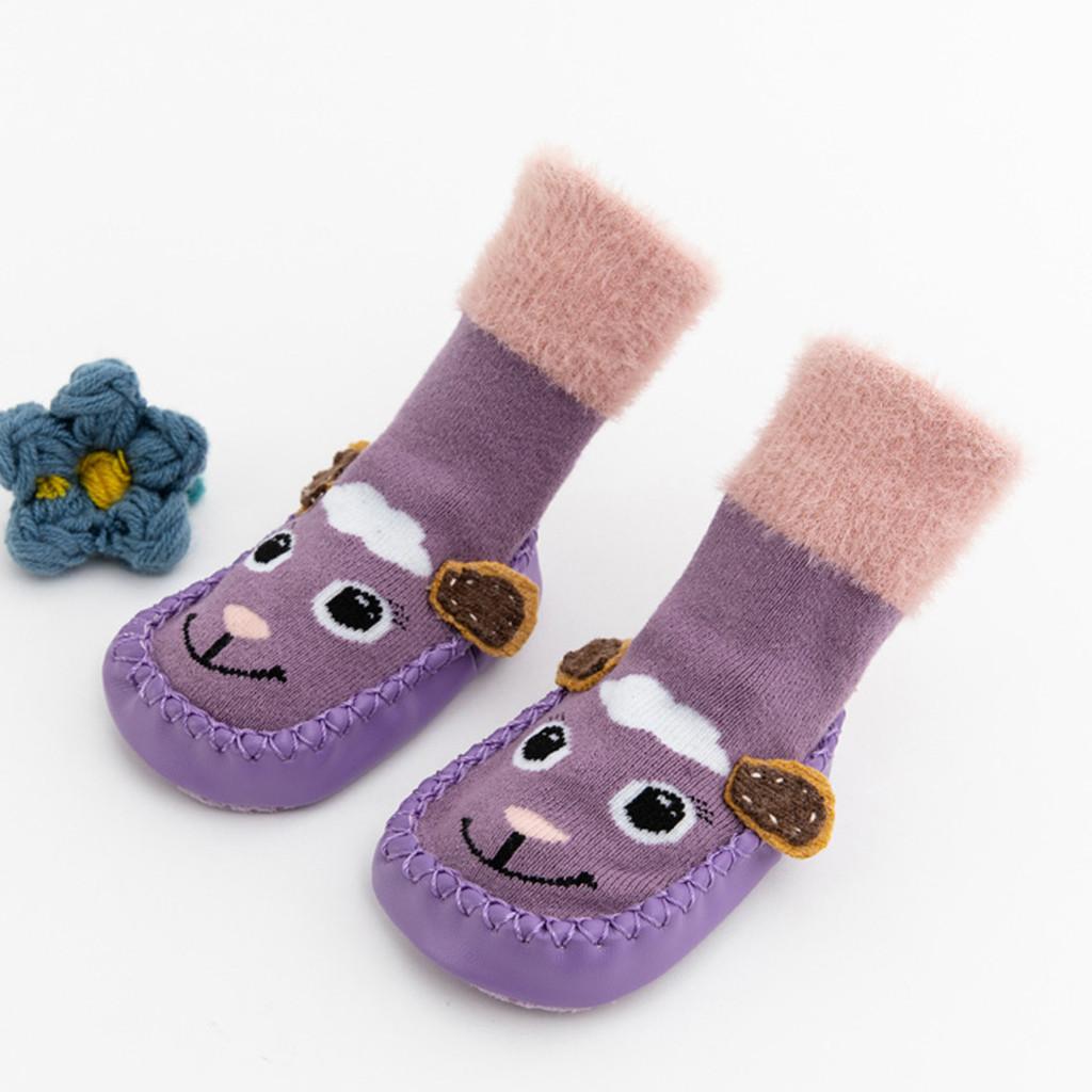 

Милые теплые напольные носки с героями мультфильмов для новорожденных мальчиков и девочек, противоскользящие детские шаговые носки 13 фиолетовый