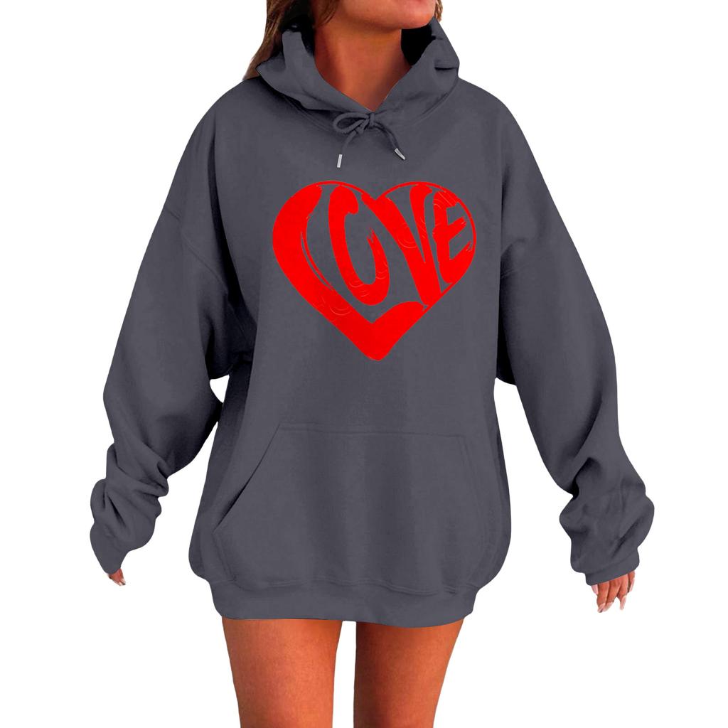 Women's Loose Comfortable Casual Fashionable Love Printed Long Sleeved Sweatshirt
