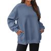 Fleece thickened pocket sweater women, loose round neck clothes in autumn and winter