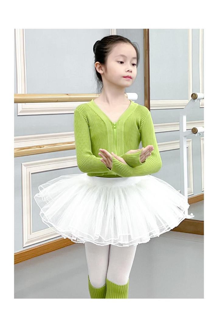 Girls' Autumn/Winter Dance Practice Sweater Shawl Jacket with Zipper – Warm Outerwear Top
