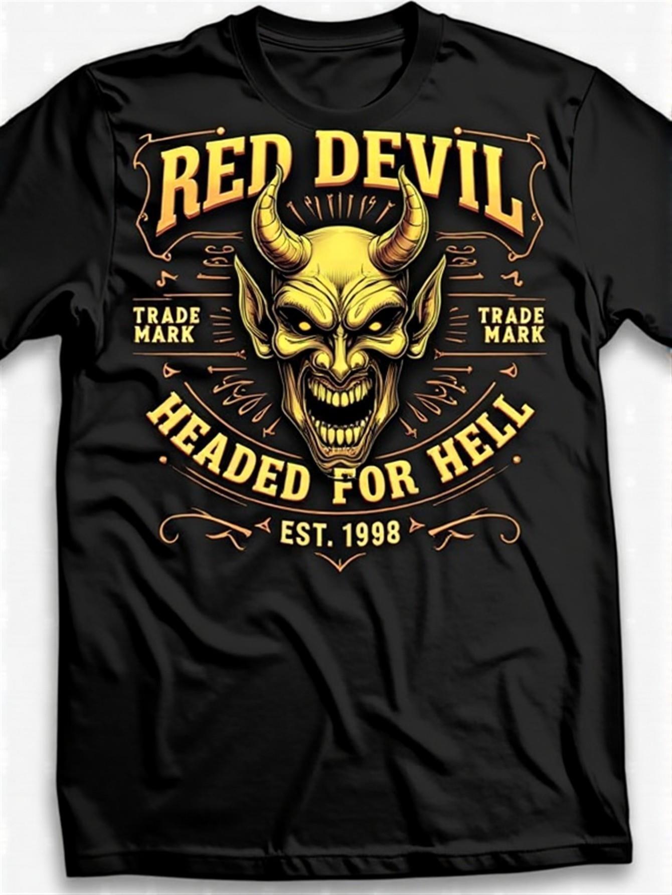 

Red Devil Apparel Men S Hell Demon Logo T-Shirt | Soft Crew Neck XXXXL