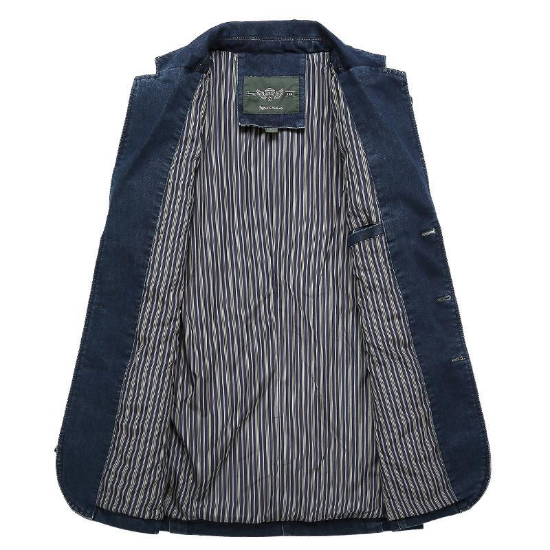 Simple Men's Autumn New Washed Retro Lapel Tooling Men's Denim Jacket Thin