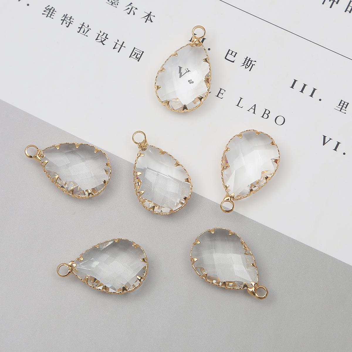 

1 шт., медные блестящие боковые хрустальные бусины, подвеска для ожерелья, серьги, разъем для поиска ювелирных изделий 22X14mm