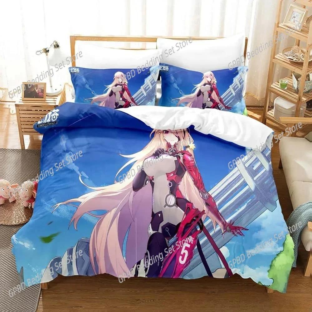 Comforter 3D Printing Game Tower Of Fantasy Anime Bedding Set Bedroom Soft Modern S Comefortable Quilt