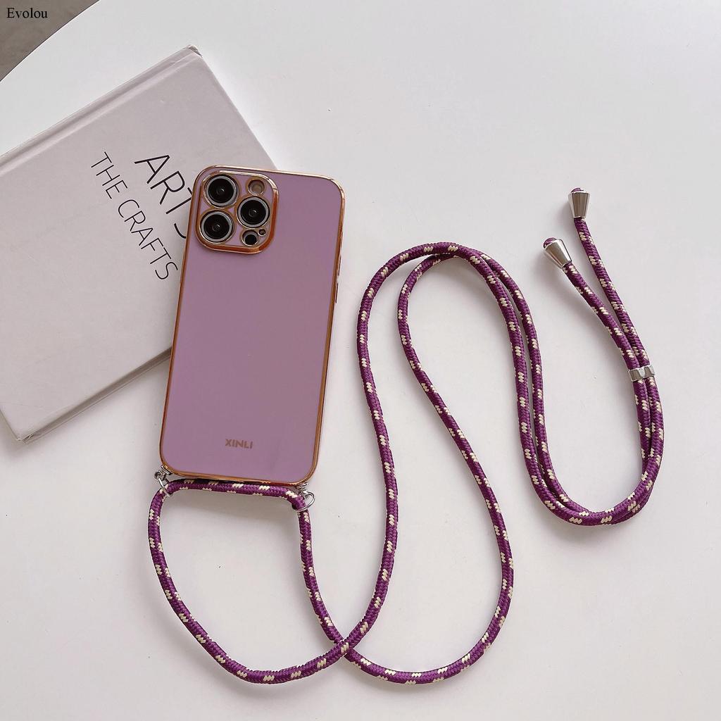 Crossbody Lanyard Plating Phone Case For iphone 17 Pro Max 17 Air 17Pro Soft TPU Lens Protection Shockproof Back Cover