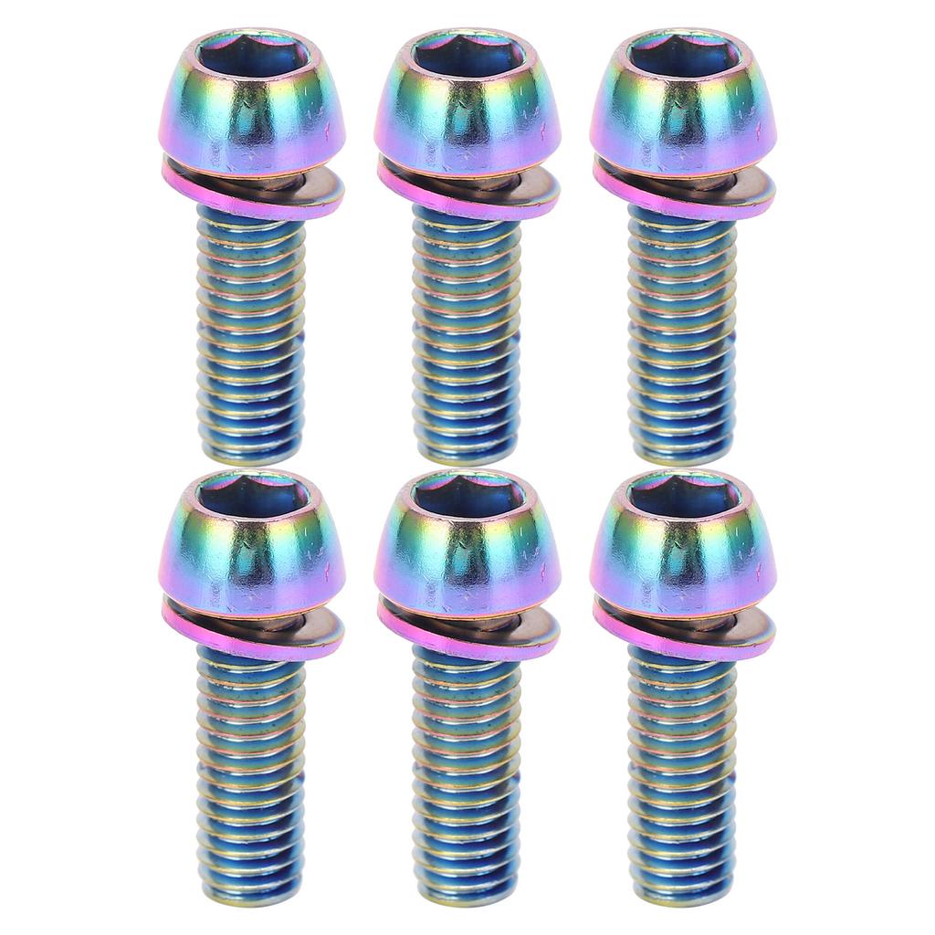KRSCT 6pcs Cycling Stem Screws with Washers Stainless Steel Bolts Screws for Mountain Cycle Steering Handlebar M6