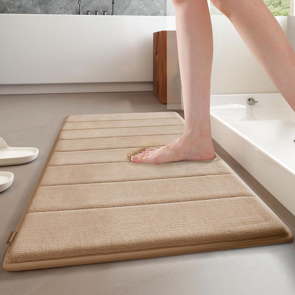 Enhanced Memory Foam Non-slip Bathroom Mat - Absorbent, Machine Washable Toilet Floor Rug