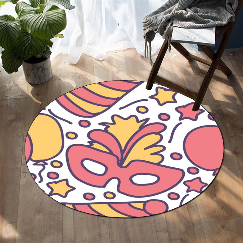 Cartoon-Druck Heimdekoration runder Teppich Wohnzimmermatte Kinderboden runder Teppich Yogamatte Schlafzimmer Gaming-Stuhlmatte