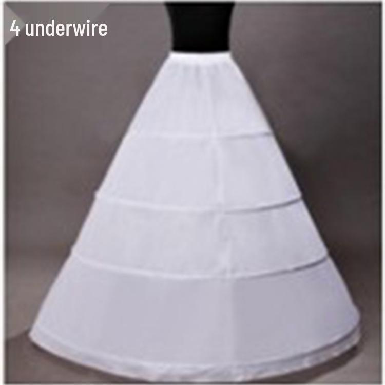 Six-Ring Steel Crinoline Wedding Dress Underskirt - Puffy White Performance Costume Skirt Without Gauze