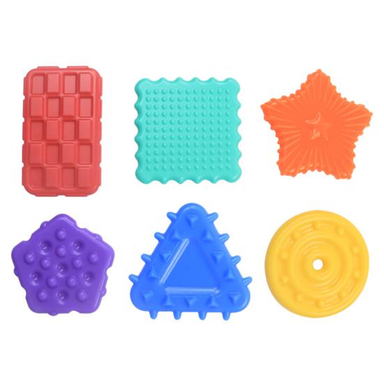 

6Pcs/Set Silicone Geometric Sensory Toy Textured Rectangle Square Circle Triangle Pentagon Star Sensory Stone Anxiety Stress Relief Fidget Toy