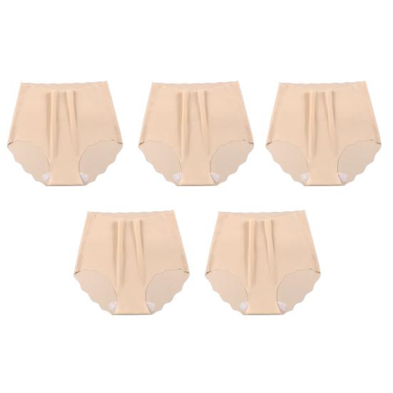 

5 шт. женского бесшовного нижнего белья с высокой посадкой, невидимые стрейчевые трусики-хипстеры из ледяного шелка с волнистым боком XXL