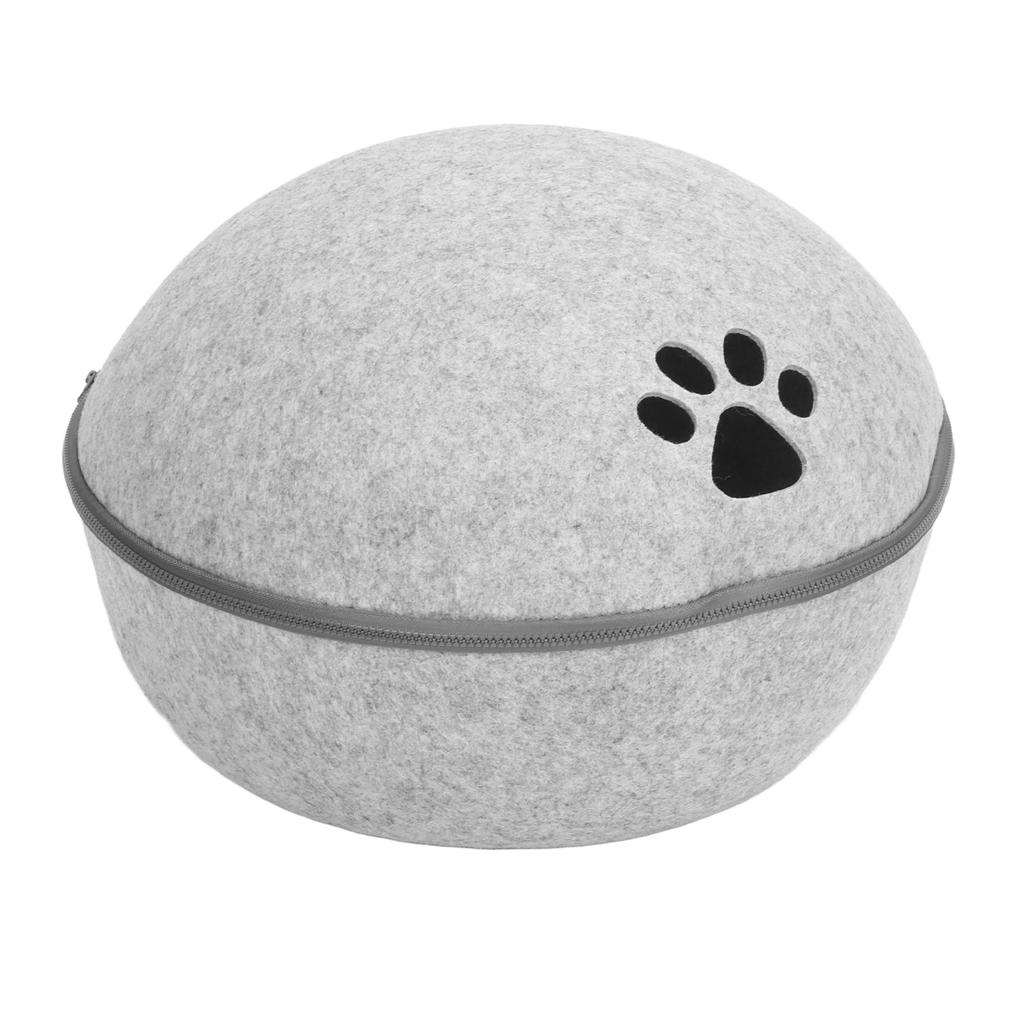 Cat Cave Bed Detachable Washable Semi Enclosed Felt Kitten Hideout Bed with Cushion for All Seasons