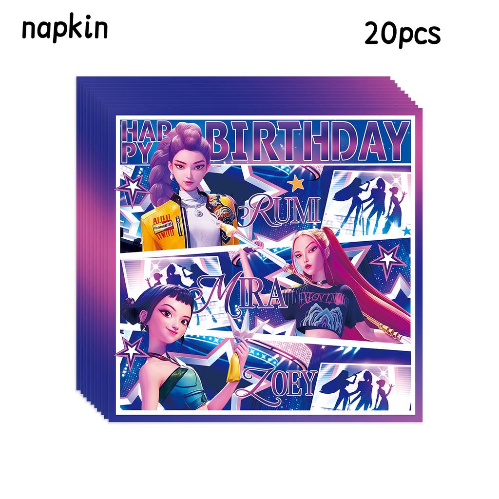 K Pop Łowcy Demonów Dekoracja Urodzinowa Naczynia kpop Łowca Demonów Talerze Serwetki Urodzinowy Obrus Baby Shower Upominki na Imprezę