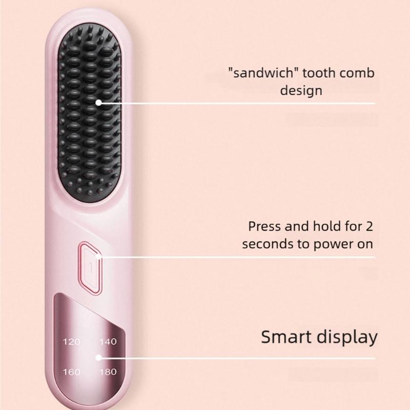 Small Travel Friendly Straightening Brush With MCH Ceramic Heating Technology And USB C Charging