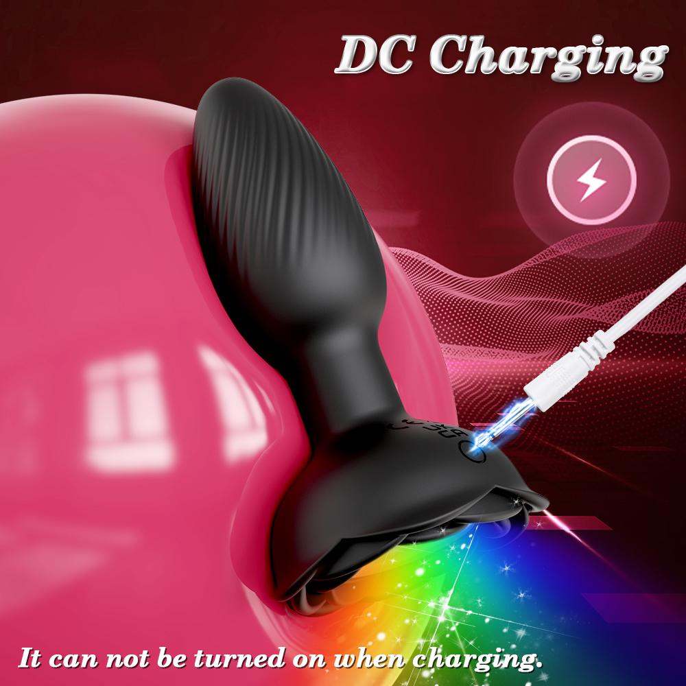 APP 360° Rotation Butt Plug for Men Women Wiggle Rose Anal Vibrator Gay Anal Plug with LED Adult Sex Toy for Couple Sex Supplies
