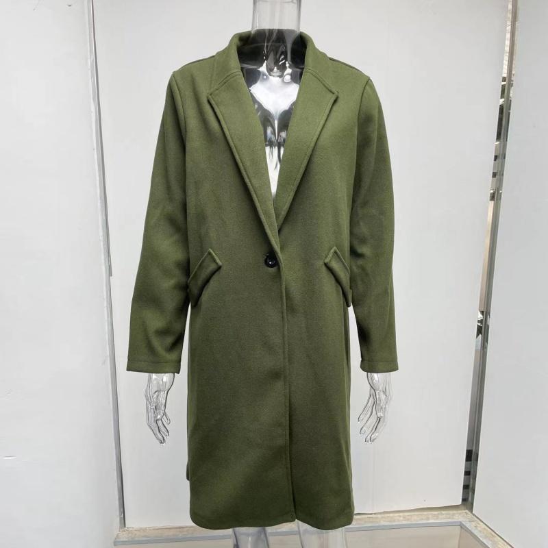 Autumn Winter mid-length Solid Color Women Outerwear Lapel Woolen Coat