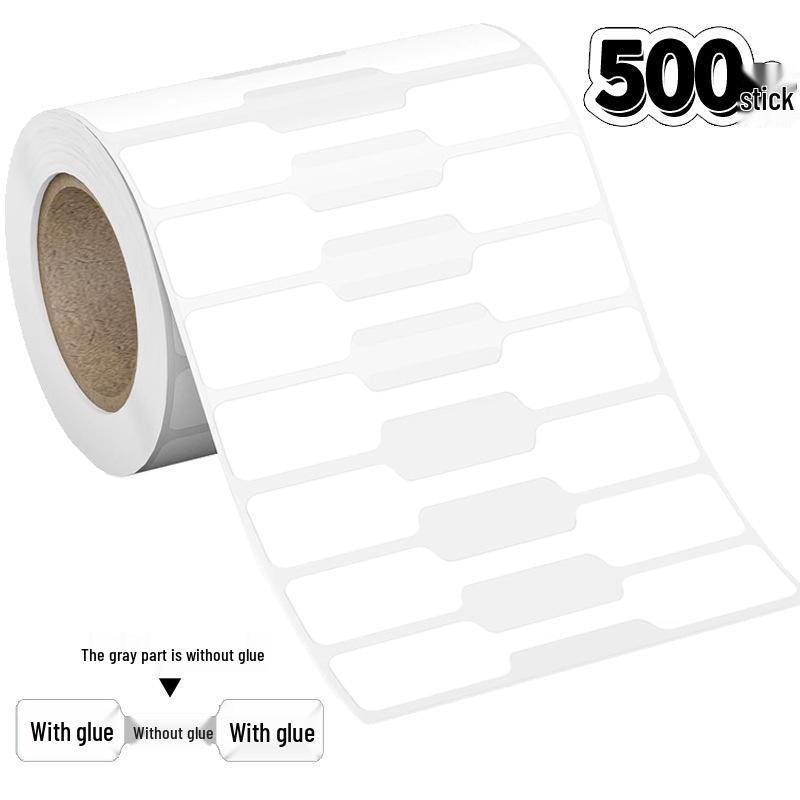 500 Kraft Paper Ring Necklace Price Tag Stickers - Self-Adhesive, Hand-Written, 1 Roll (500 Sheets)