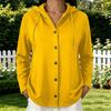 Women's Color Hooded Long Sleeve Button Down Cardigan Loose Fit Casual