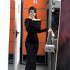 Black shoulder dress women's autumn and winter birthday party small dress dress high-end light luxury niche