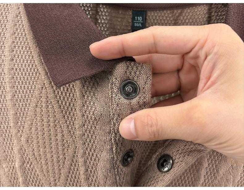 Męski letni dzianinowy sweter z krótkim rękawem w koreańskim stylu z haftem żakardowym 2025