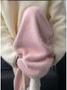 Damen Herbst/Winter Rosa Samt Weite Hose Hohe Taille - Verdickt für Wärme und Komfort