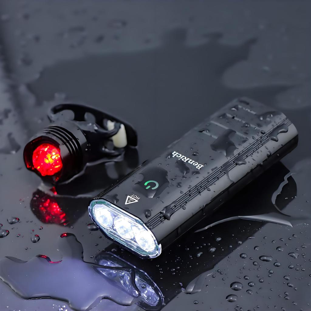 BenRich Bicycle Waterproof USB 3000 High Three Road Bike Headlight Rubber Sheet Emergency Disaster Japanese Instruction Manual Included Light, LED,