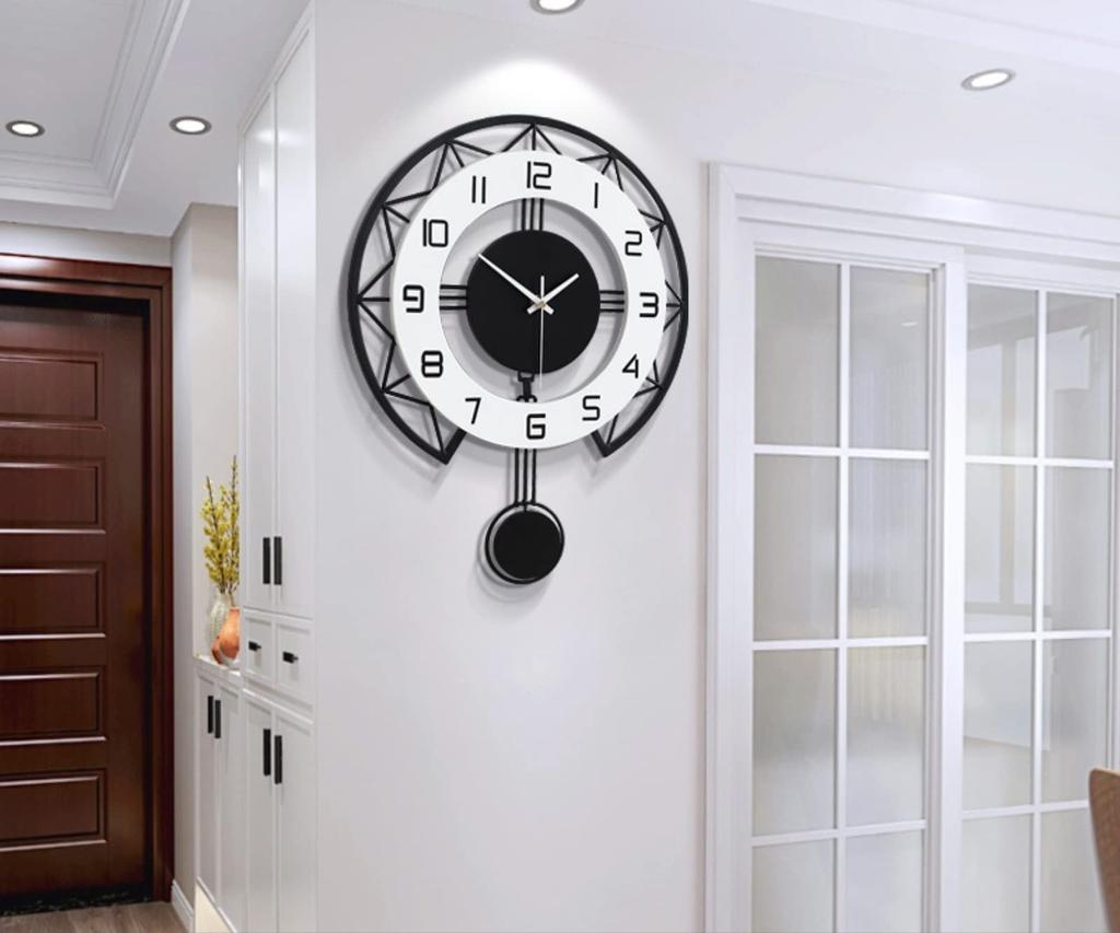 matakoko315 Luxury Large Pendulum Monochrome Antique Stylish Interior Easy to Black Living Cool Analog x 45H cm Wall-Mounted Clock, Style, Decor,