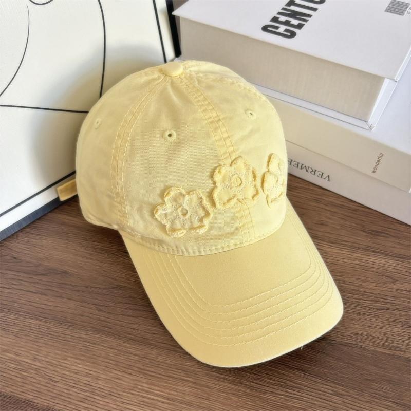 Embroidered Floral Baseball Cap For Women Sun Protections Breathable Acrylic Adjustable Belt Hat