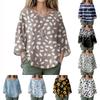 Summer Tops For Women Cute O Neck 3/4 Sleeve Blouses Floral Print Top Casual Shirts