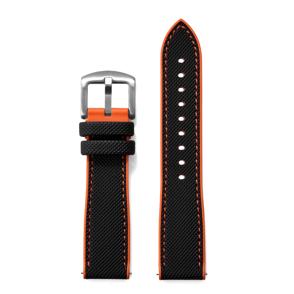 STAPELP Hybrid FKM Sailcloth Nylon Watch Strap 18mm 20mm 22mm 24mm Fluoro Rubber Leather Watchband For Each Brand Diving Watches