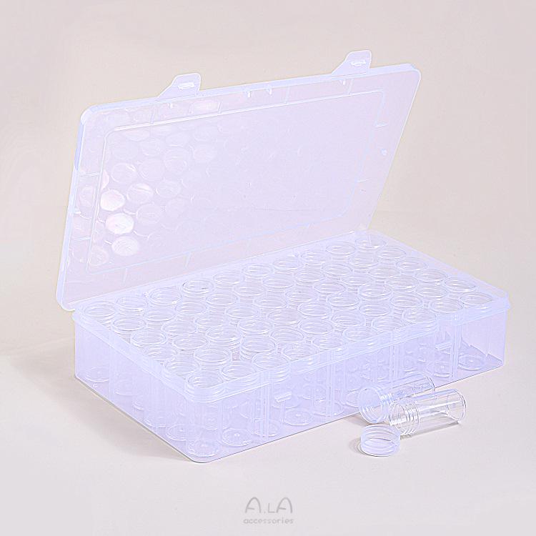 

Прозрачный круглый органайзер для бисера - 60 флаконов для хранения алмазной вышивки и ювелирных изделий, бисера