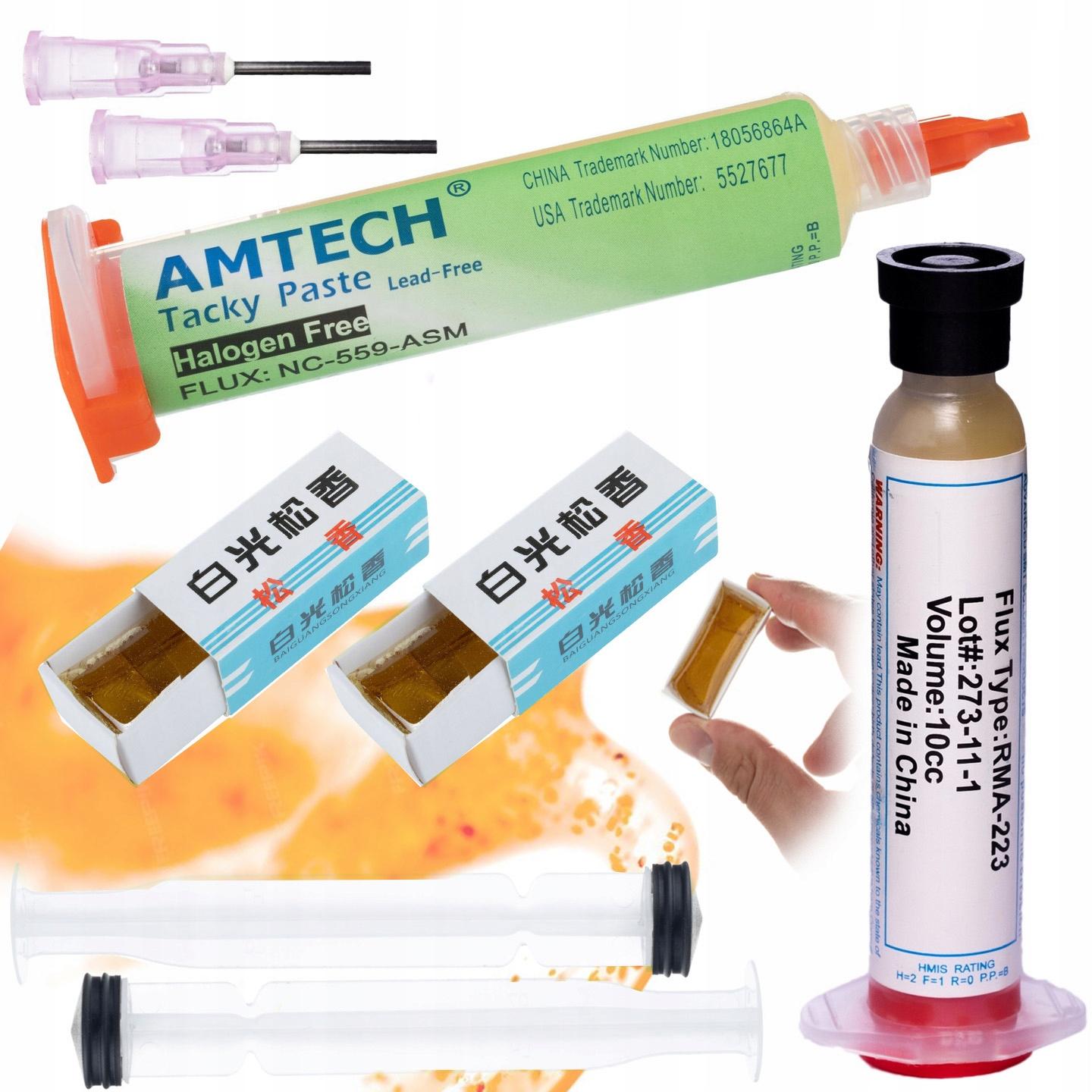 

Rosfix Zestaw Topników Lutowniczych – RMA-223 z Tłoczkiem i Igłą | Flux Żółty ZJ-18 60ml | NC-559-ASM 10cc No-Clean