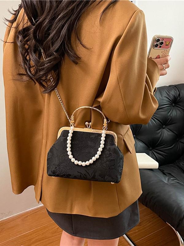 2025 Retro Pearl Cheongsam Evening Crossbody Bag - Chinese Style Kiss Lock Design