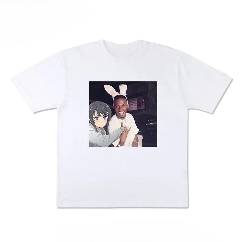 Summer Unisexs 100 Cotton Casual Loose Size Graphic Playboi Carti Print Round Neck Short Sleeve Tshirt Top Street Trend