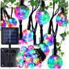 Solar Garland 10m 100 LED Balls IP65 Twilight Sensor Garden Curtain RGB