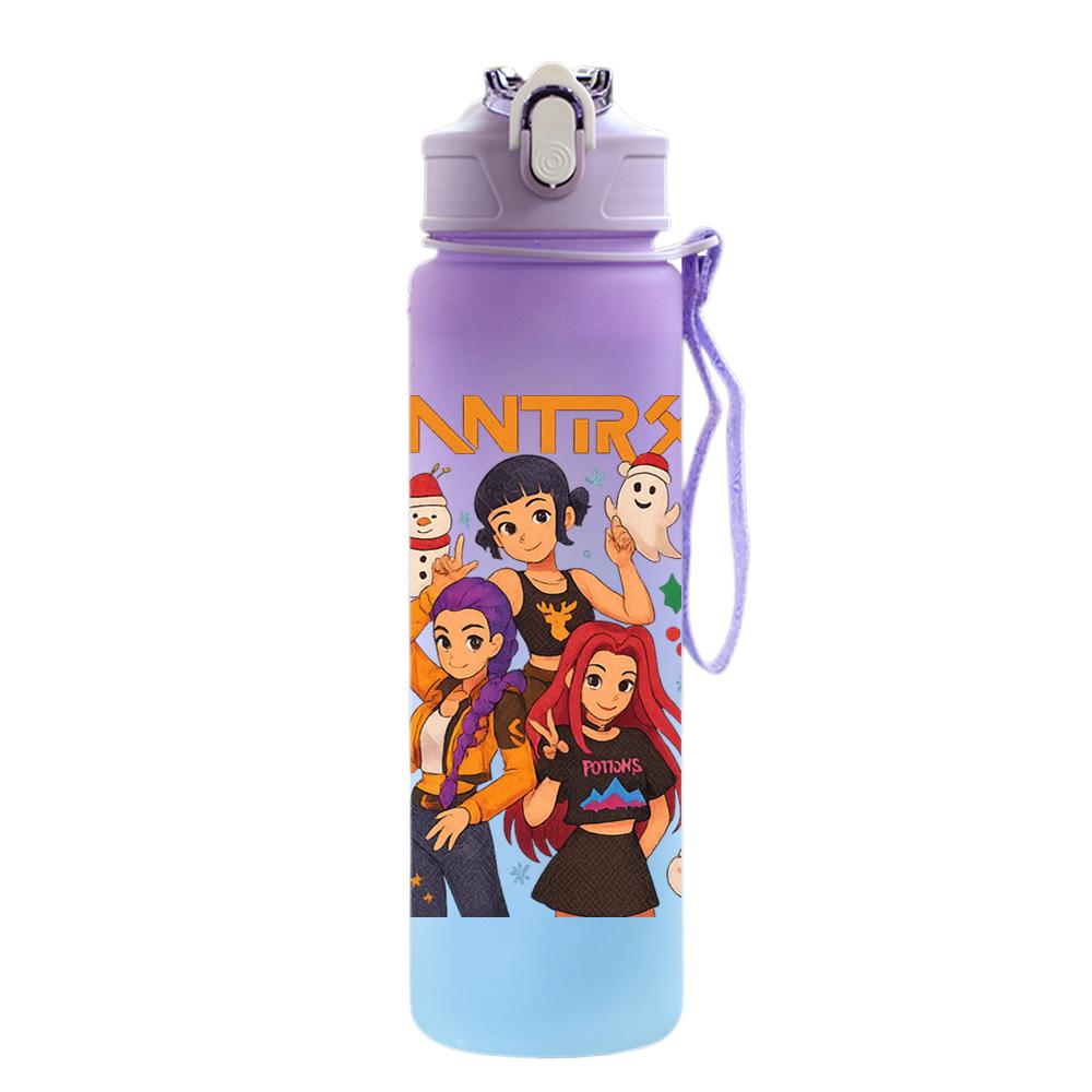 750Ml Water Bottle Christmas K-Pop Demon Hunters Printed Large Capacity Drinking Cup Portable Outdoor Sports Water Cup Children Kid Gift