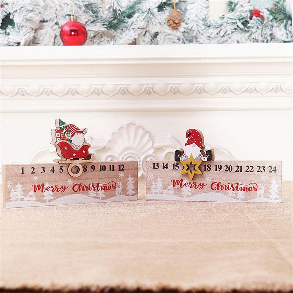 Christmas Countdown Calendar Sliding Gnome Advent Double-Sided 24 Numbers Design Wood Holiday Countdown For Winter Festival Home