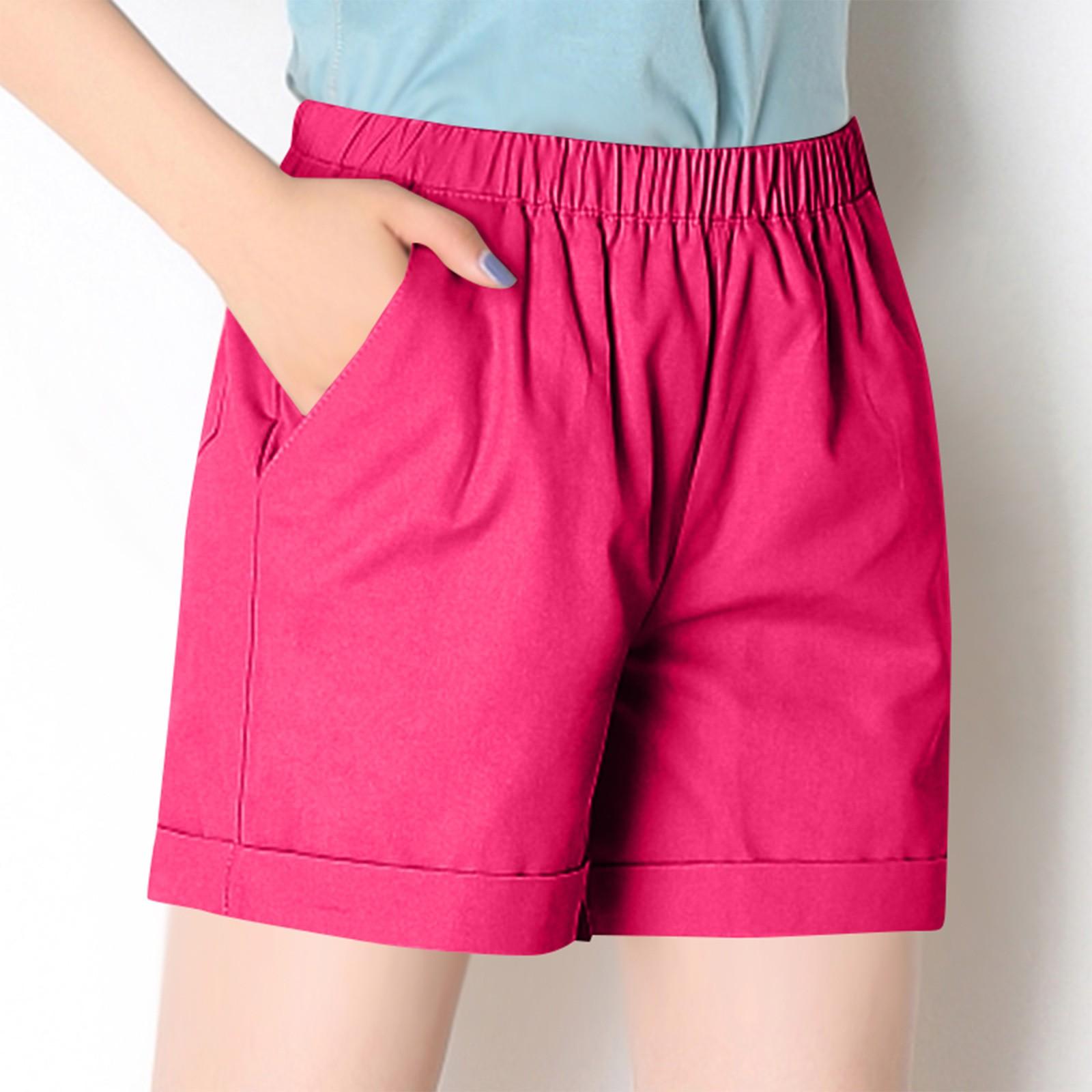 

Женские модные летние шорты с карманами и высокой талией, повседневные брюки XXL