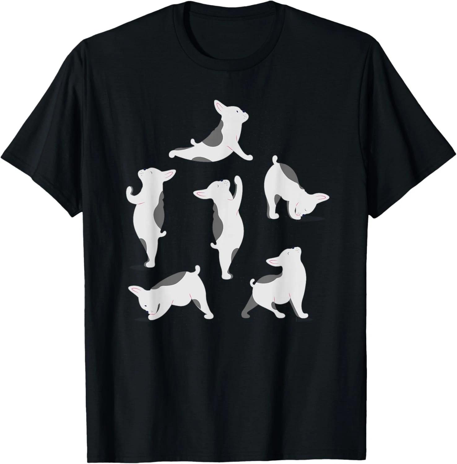 French Bulldog Yoga Poses Funny Cute Frenchie Dog Lover Gift Unisex T-Shirt 4XL