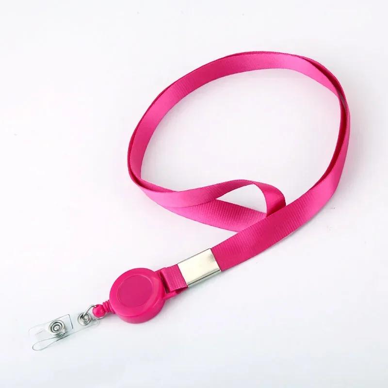 Fashion Metal Card Cover Case Bank Business Work Card Holder with ABS Retractable Badge Reel Lanyard Credit ID Card Badge Bag