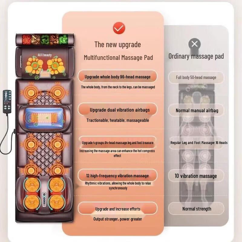 AUX 10-Zone Full Body Massage Mat with Leg & Foot Traction