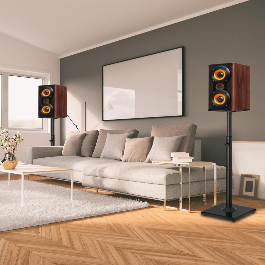 BQKOZFIN Speaker Height Speaker 10kg Load Includes Japanese Black of Stands, 80-106cm, Mounts, Capacity, Instructions, [Set 2]