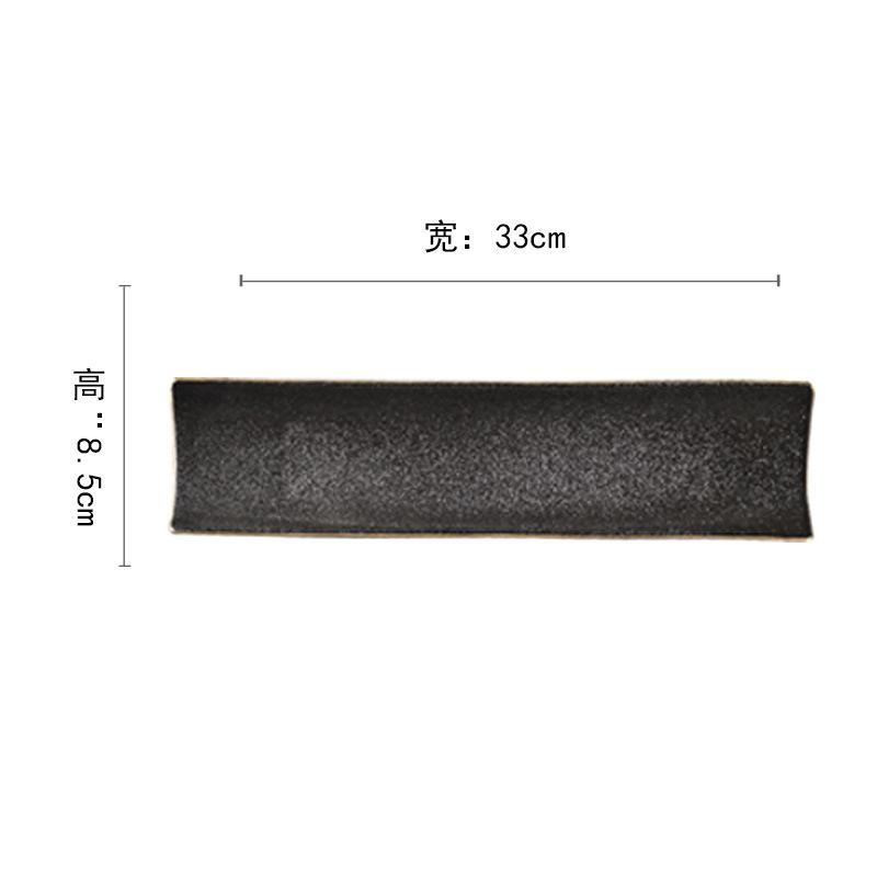 Japanese-Style Frosted Sushi Plate, Rectangular Black Phnom Penh Saury, Long Plate, Raw Fish Platter, Barbecue Plate, Dim Sum Plate